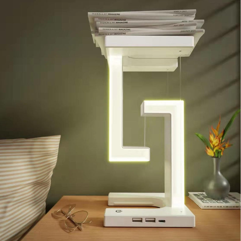 Draadløs Bordlampe med Magnetisk Svømmeteknologi – Pladsbesparende Design og Trådløs Opladning til Hjem og Kontor-6