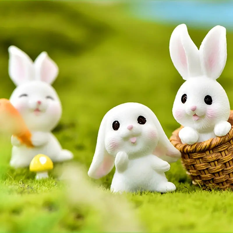 BunnyCharm - Sæt med 4 søde hvide kaninfigurer