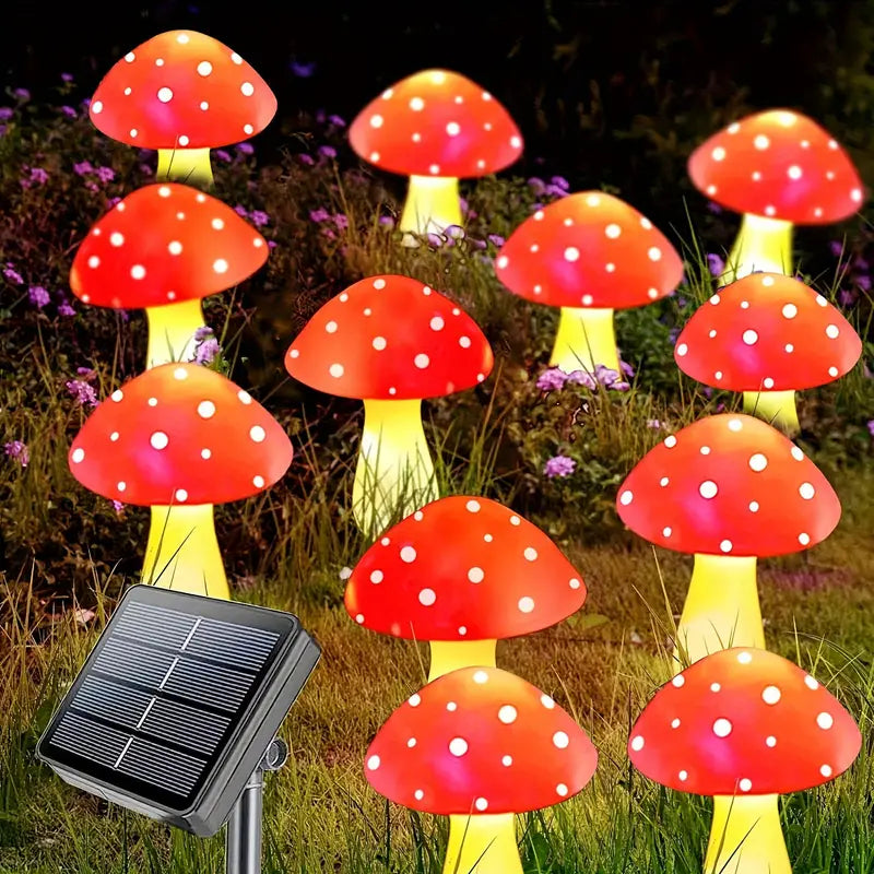 Variant image for Moderne Solarlampe i Paddestelform – Vandtæt Havebelysning med 8 Lysindstillinger og Solenergi, Sæt af 6, 8 eller 12-6
