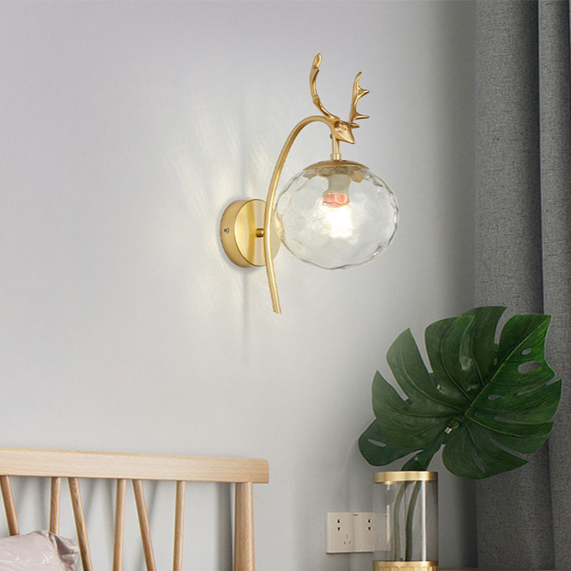 Variant image for Rund LED Væglampe i Guld og Sort - Elegante Metal og Glas Væglamper til Stue og Soveværelse-2