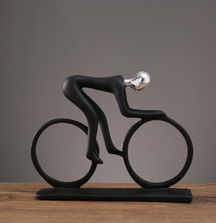 Variant image for Elegante Cyklist Skulptur i Guld og Sølv – Håndlavet Harpiks Dekoration til Indendørs og Udendørs Brug-2