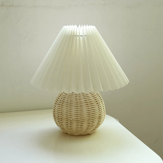 Rund LED Tafellampe i Hvidt Træ og Metal – Dimbare Indendørs Lampe til Stue og Soveværelse-1