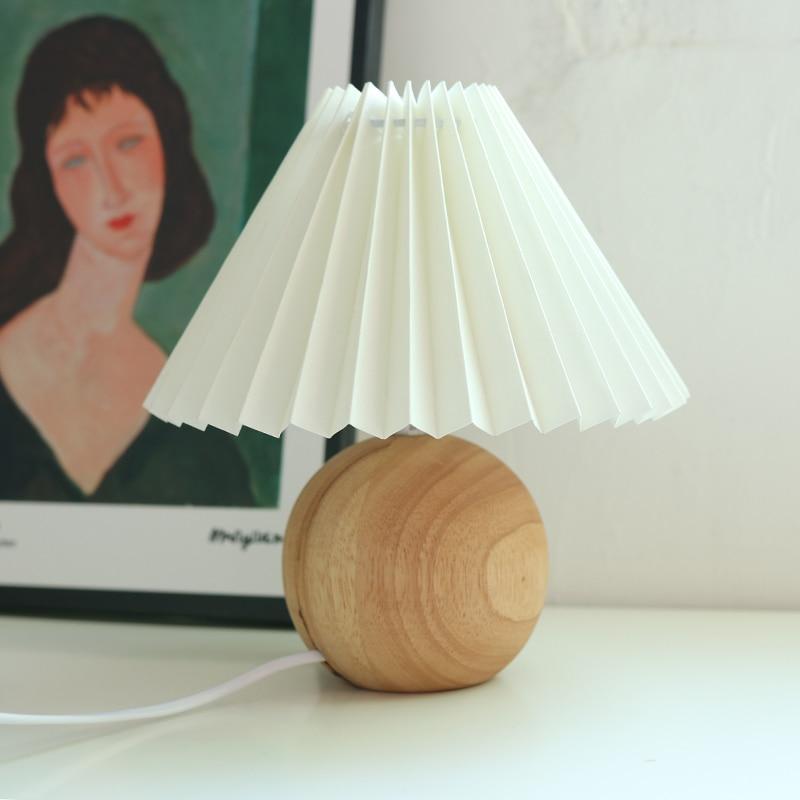 Rund LED Tafellampe i Hvidt Træ og Metal – Dimbare Indendørs Lampe til Stue og Soveværelse-3