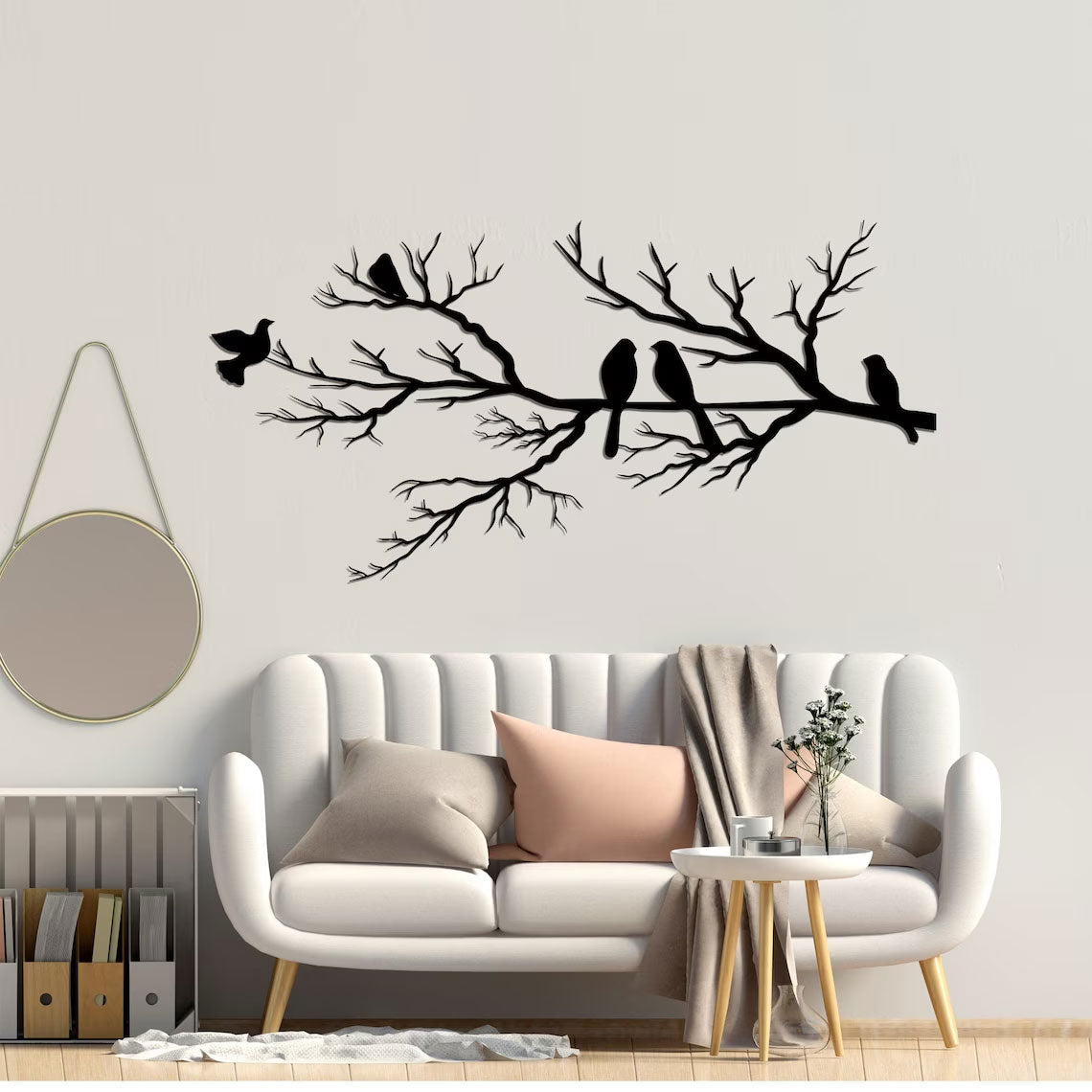 VogelArt - Birds on a branch metal wall art - Moderne og klassisk boligindretning