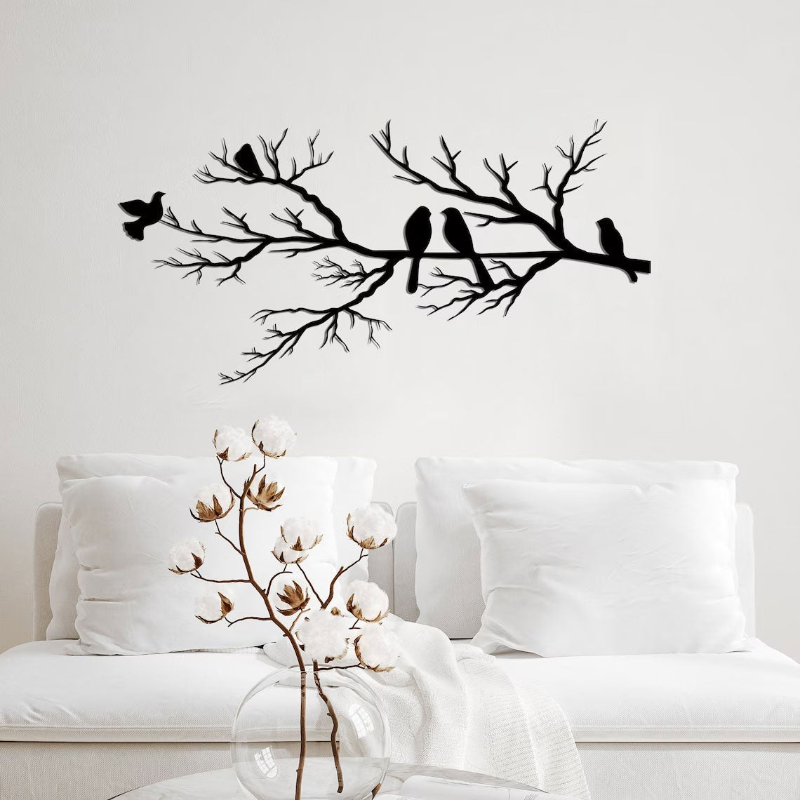 VogelArt - Birds on a branch metal wall art - Moderne og klassisk boligindretning