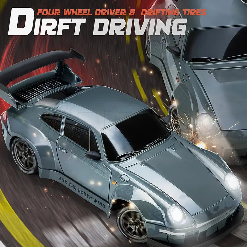 DriftMaster - 1:24 RC Drift Car - Fjernstyret 4WD-racerbil med LED-lys og genopladeligt batteri