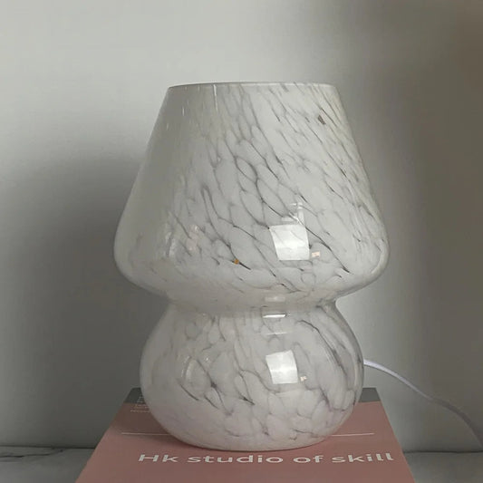 Æstetisk Paddestoelformet Bordlampe i Klar Glas med Blødt Lys – Ideel til Stue og Soveværelse-1