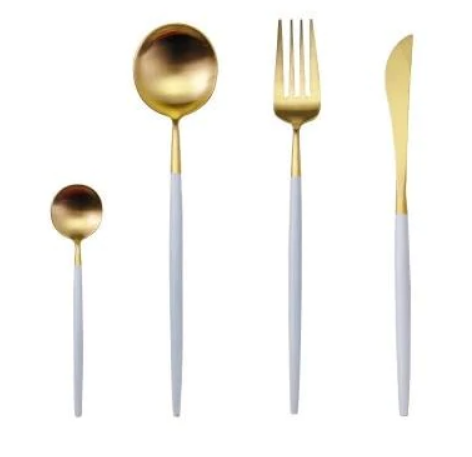 LuxuraTable - Luksuriøst bestiksæt med 24 dele i rustfrit stål i guld og sølv