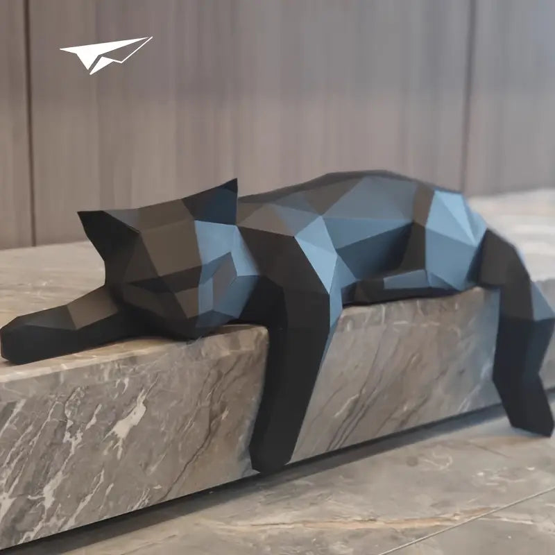 Moderne Katte Statue i Keramik – Minimalistisk Design, 30 cm Høj, Sort og Hvid Dekorativ Kunst til Hjemmet-5