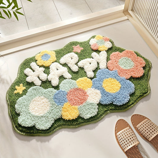 LuxeWave - Bademåtte med blomstermønster, ekstra blød og absorberende