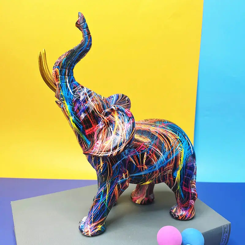 Abstrakt Elefant Væg Dekoration i Miljøvenlig Harpiks – Unik Kunst til Kontor og Stue, 17,7 x 16,3 x 8 cm-6