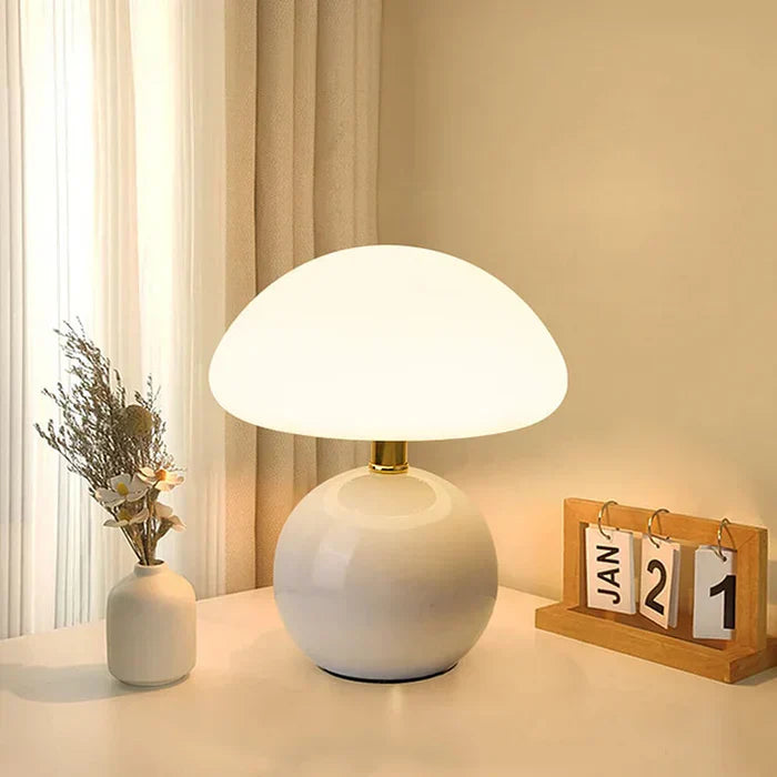 LumièreVintage - Creme Champignon Lampe - Franse Vintage Lampe