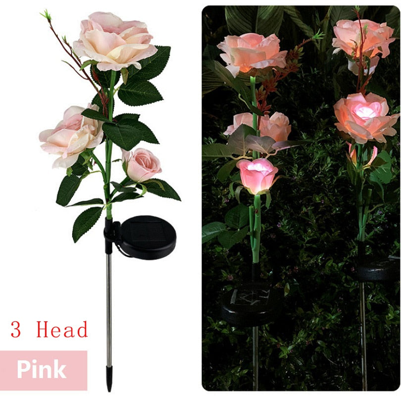 LumiRose - Solar LED rosenblomst natlampe til haven