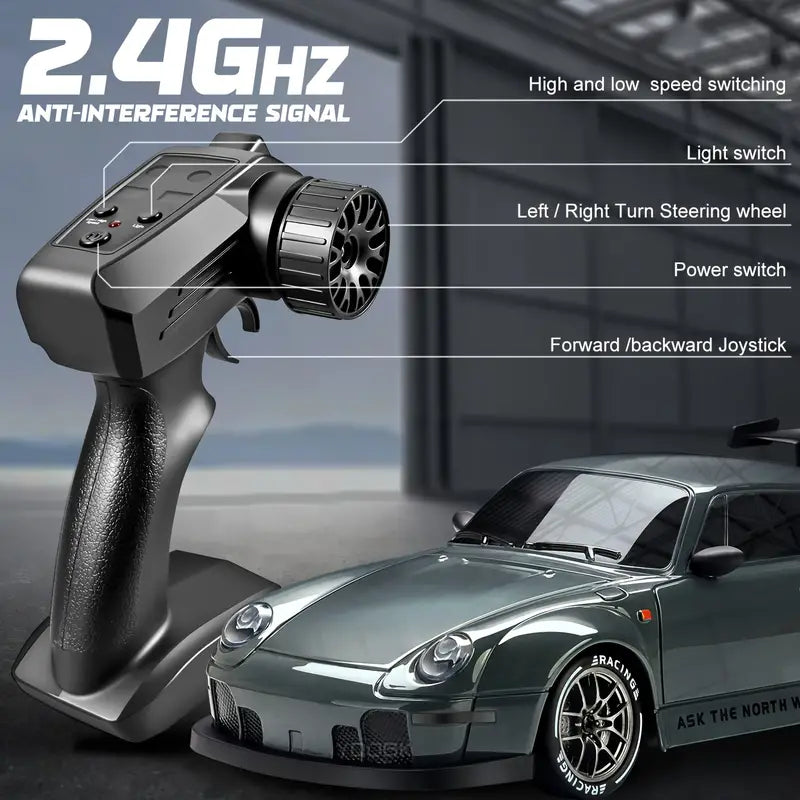 DriftMaster - 1:24 RC Drift Car - Fjernstyret 4WD-racerbil med LED-lys og genopladeligt batteri