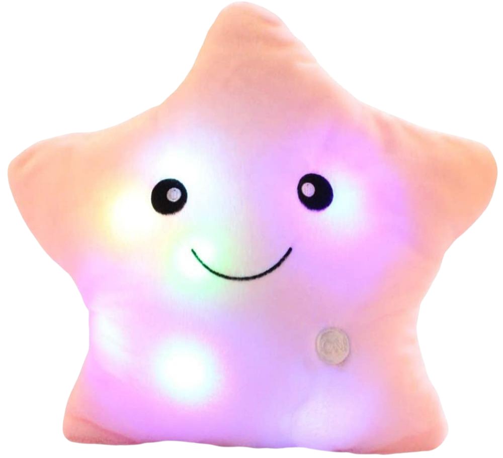 Starlight Glow Kussen - Blødt Nattelys med Multifarvet LED til Børn, 37x35 cm, Sikker Polyester-3