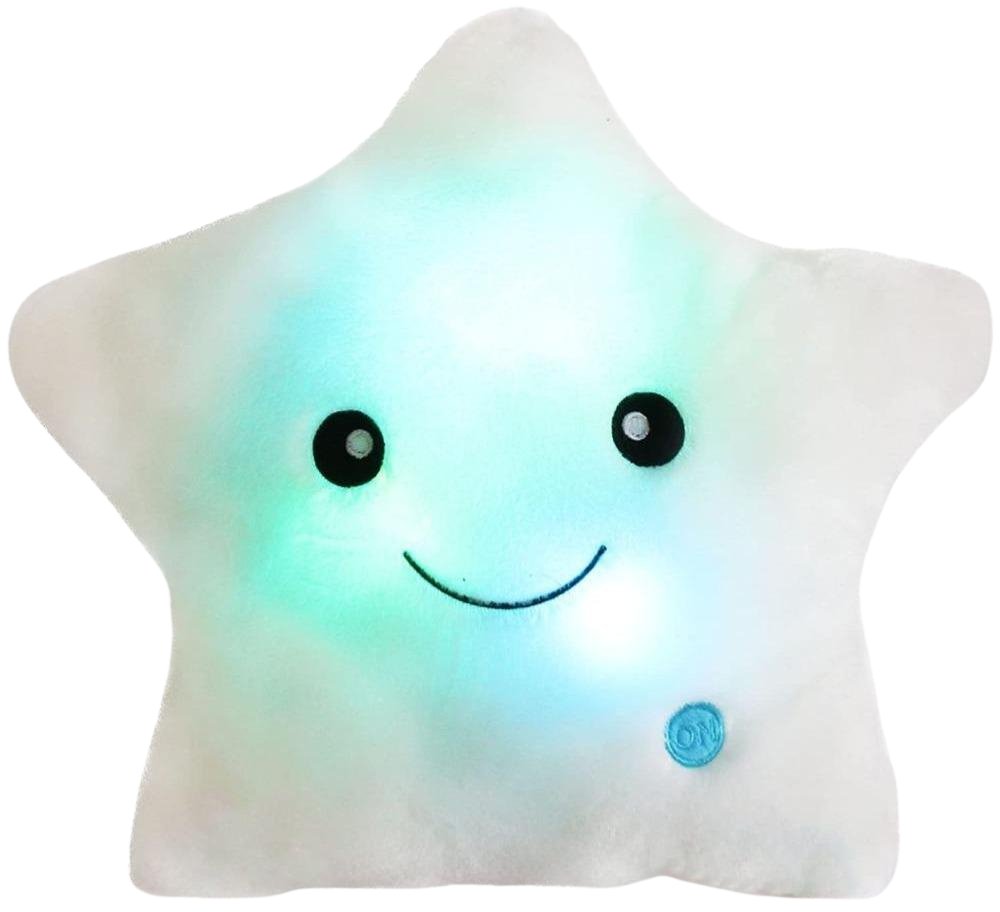 Starlight Glow Kussen - Blødt Nattelys med Multifarvet LED til Børn, 37x35 cm, Sikker Polyester-5