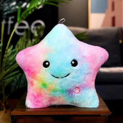 Starlight Glow Kussen - Blødt Nattelys med Multifarvet LED til Børn, 37x35 cm, Sikker Polyester-2