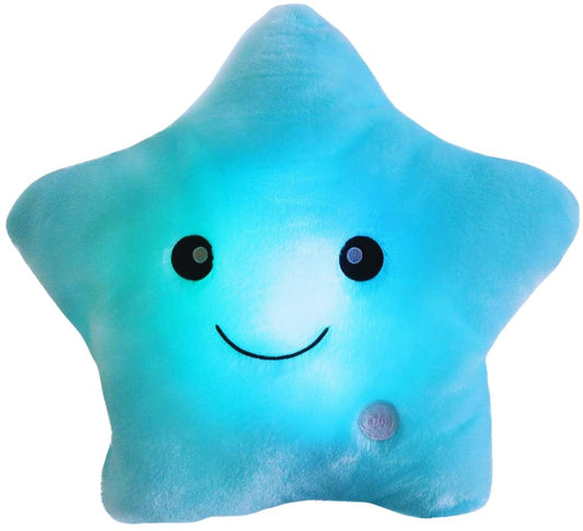 Starlight Glow Kussen - Blødt Nattelys med Multifarvet LED til Børn, 37x35 cm, Sikker Polyester-1