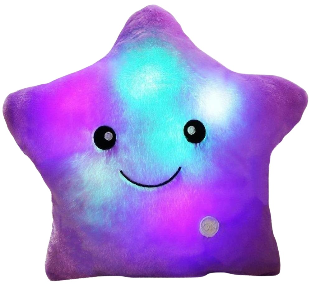 Starlight Glow Kussen - Blødt Nattelys med Multifarvet LED til Børn, 37x35 cm, Sikker Polyester-6