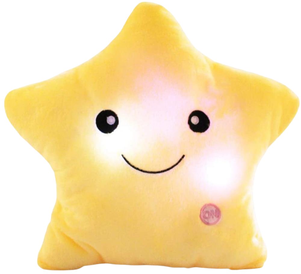 Starlight Glow Kussen - Blødt Nattelys med Multifarvet LED til Børn, 37x35 cm, Sikker Polyester-4