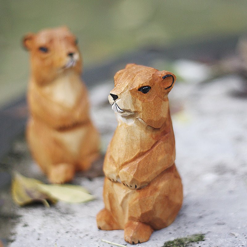 Håndmalet Trædyr Figur - Marmot i Miljøvenligt Træ, 10 cm Høj, Perfekt til Stue og Gaver-3