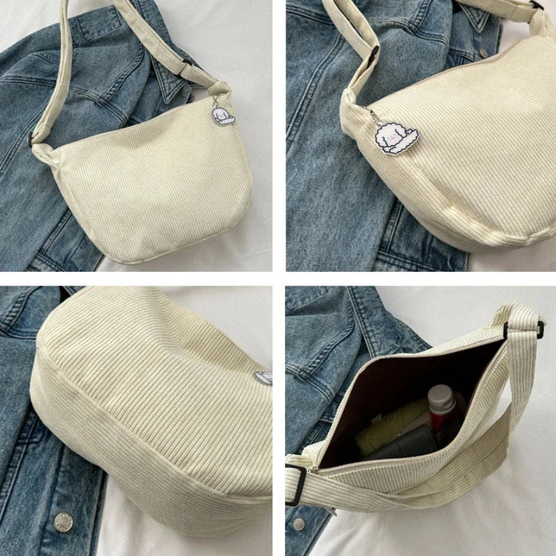 Stor Skuldertaske Dame i Cordura – Rummelig Crossbody Taske til Hverdag og Fritid-5