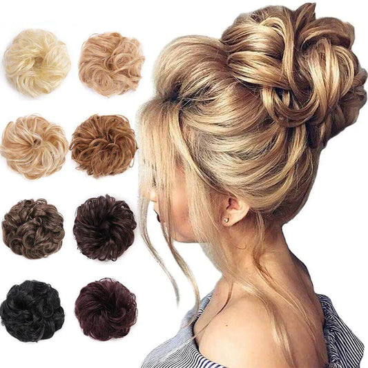 Rommelige Haarknot Scrunchie i Hittebestandigt Syntetisk Fiber – Justerbar og Let at Bringe i Brug til Elegant Frisurer-1