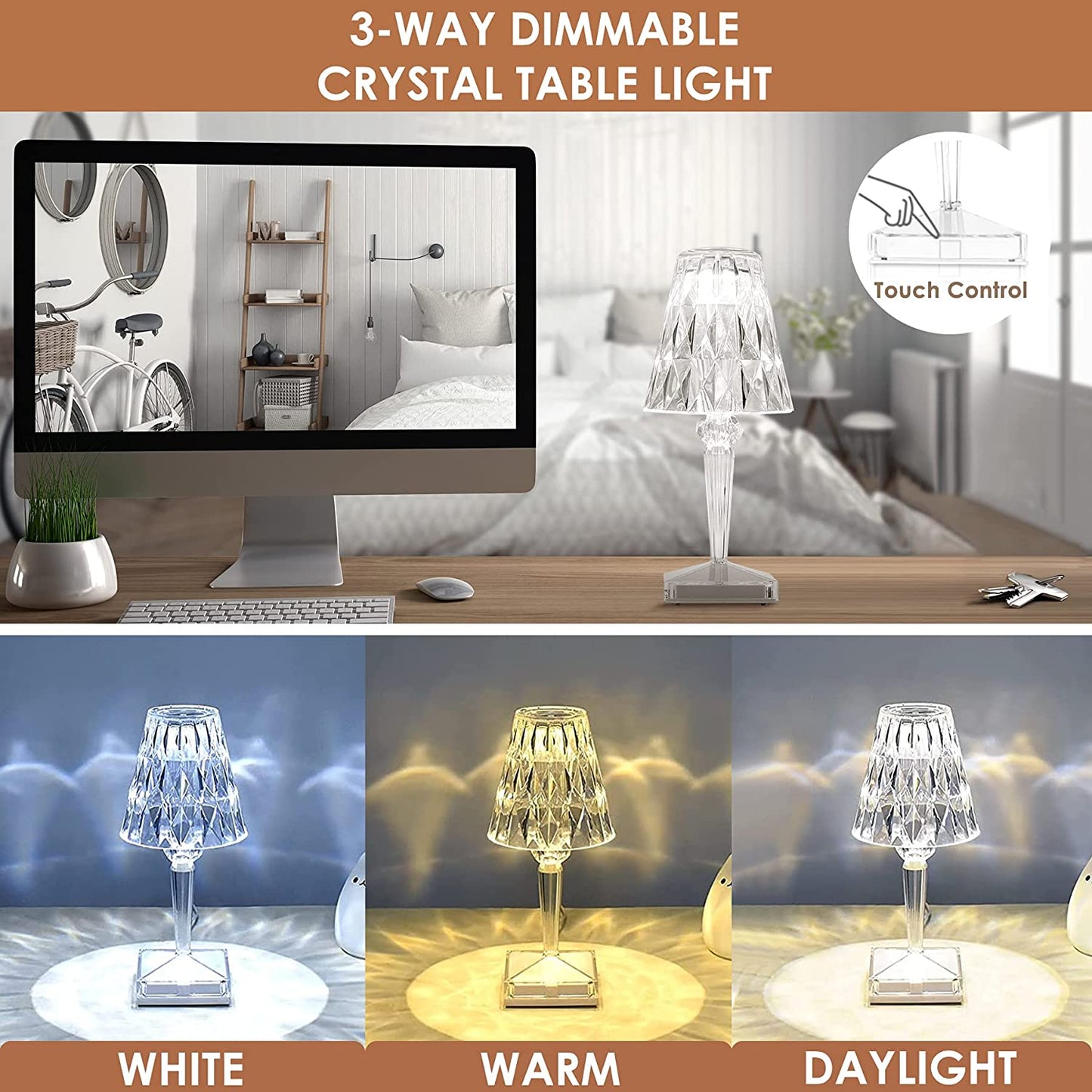 CrystaLux - LED-bordlampe lavet af diamantkrystal