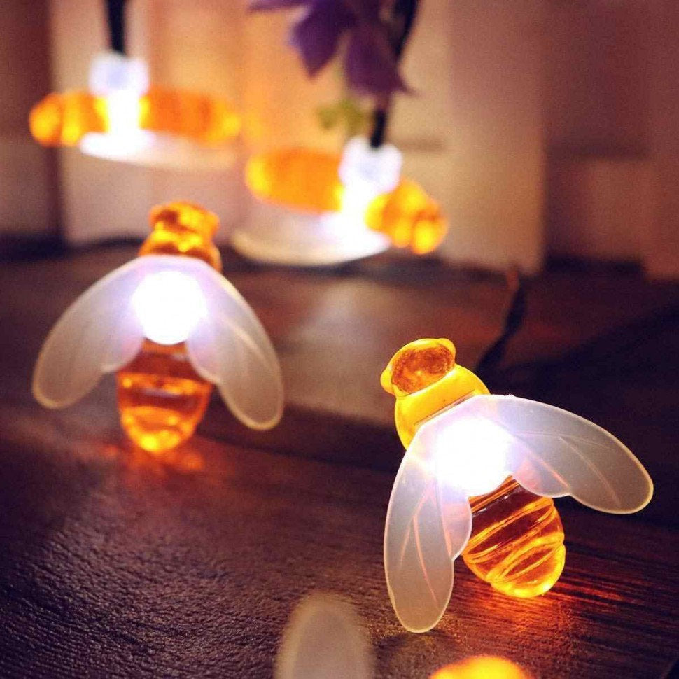 HoneyGlow - Honeybee Solar Fairy Lights - Vandtæt og havevenlig