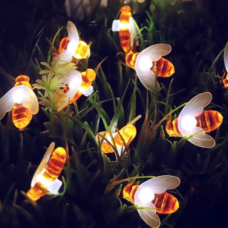 HoneyGlow - Honeybee Solar Fairy Lights - Vandtæt og havevenlig