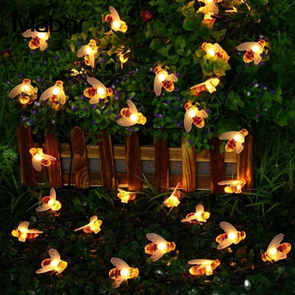 HoneyGlow - Honeybee Solar Fairy Lights - Vandtæt og havevenlig
