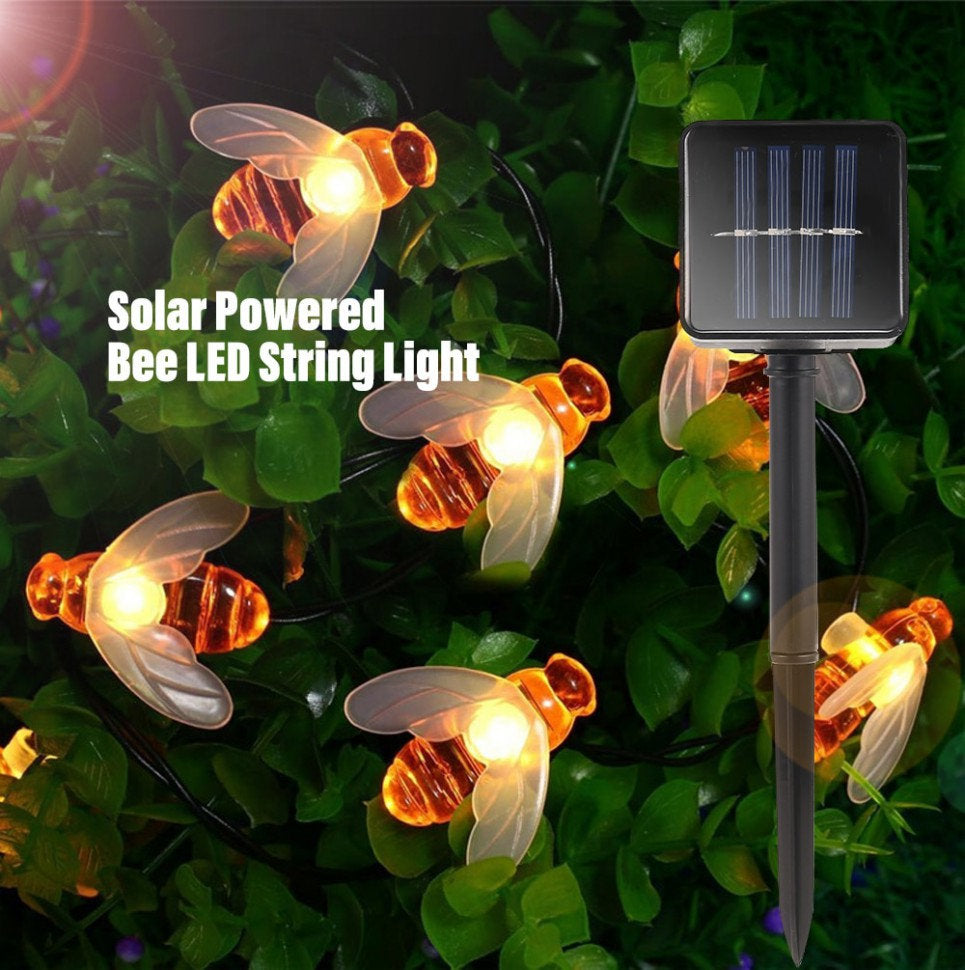HoneyGlow - Honeybee Solar Fairy Lights - Vandtæt og havevenlig