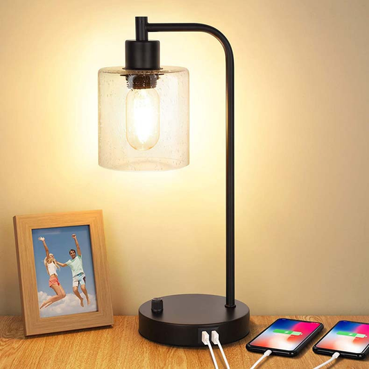 LumoStyle - Industriel sengelampe med dæmpbar LED og USB-porte