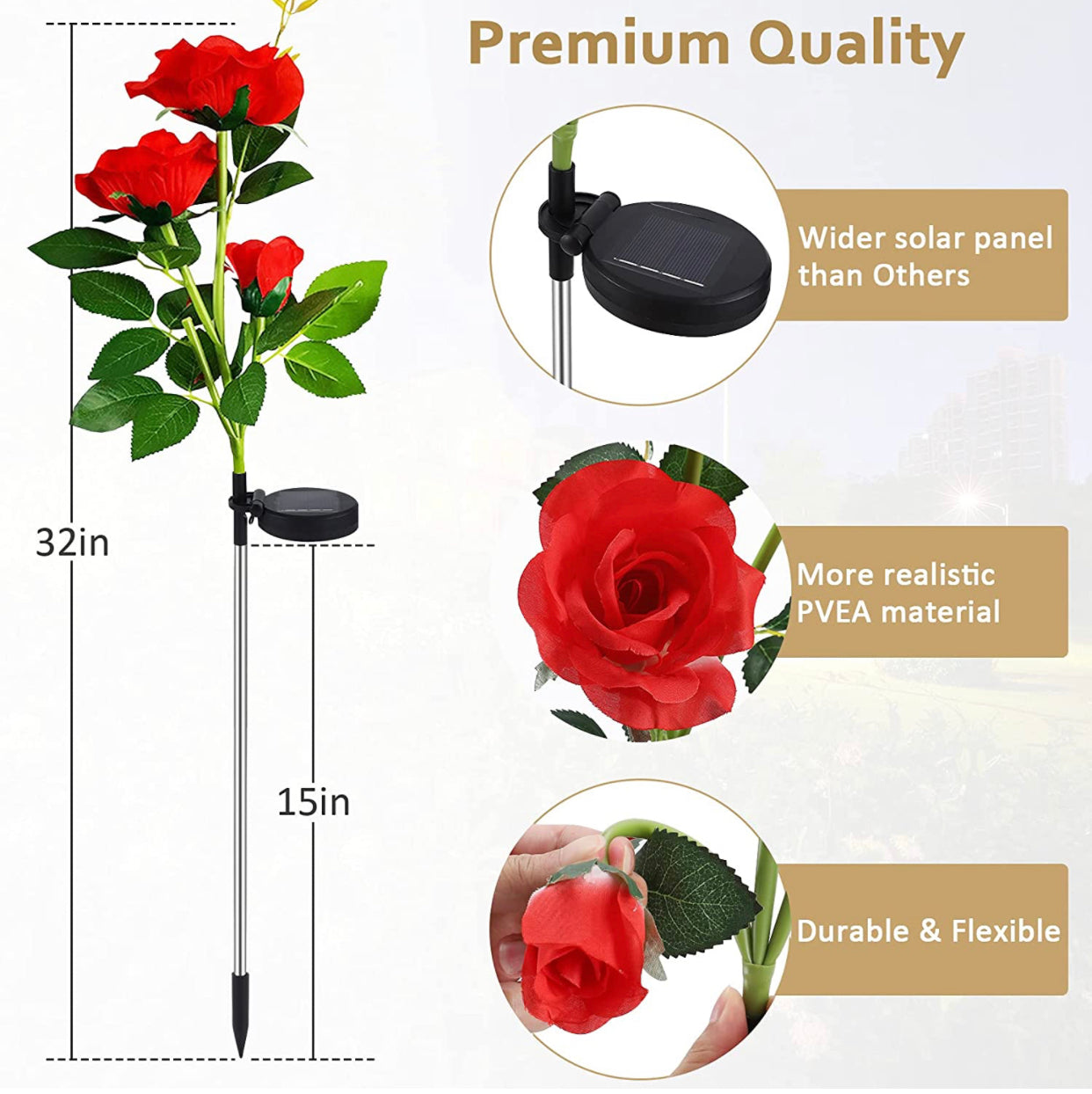 LuminaBloom - Solcelle-rosetter med LED (pakke med 2)