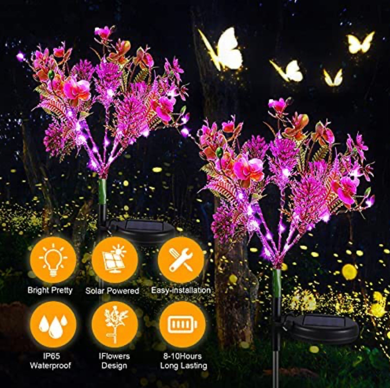 SolarFlora - 2-pak solcelle phalaenopsis blomsterlys, vandtæt
