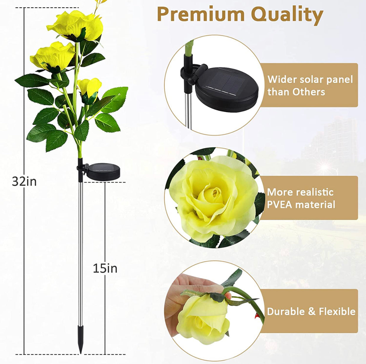 LuminaBloom - Solcelle-rosetter med LED (pakke med 2)