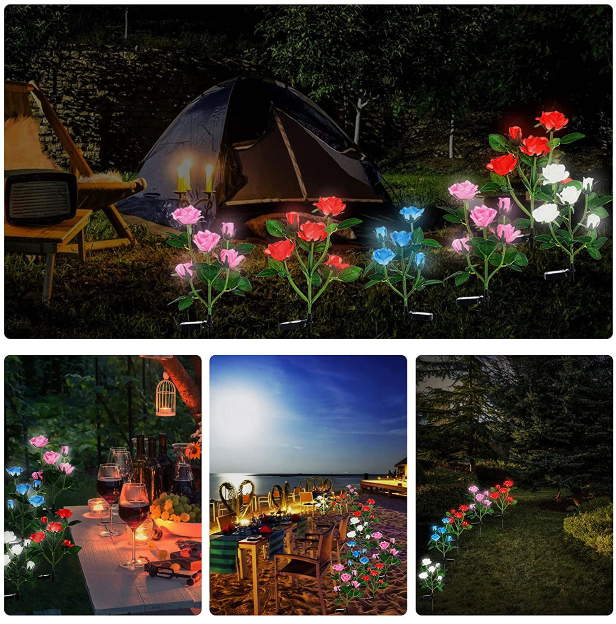 LuminaBloom - Solcelle-rosetter med LED (pakke med 2)