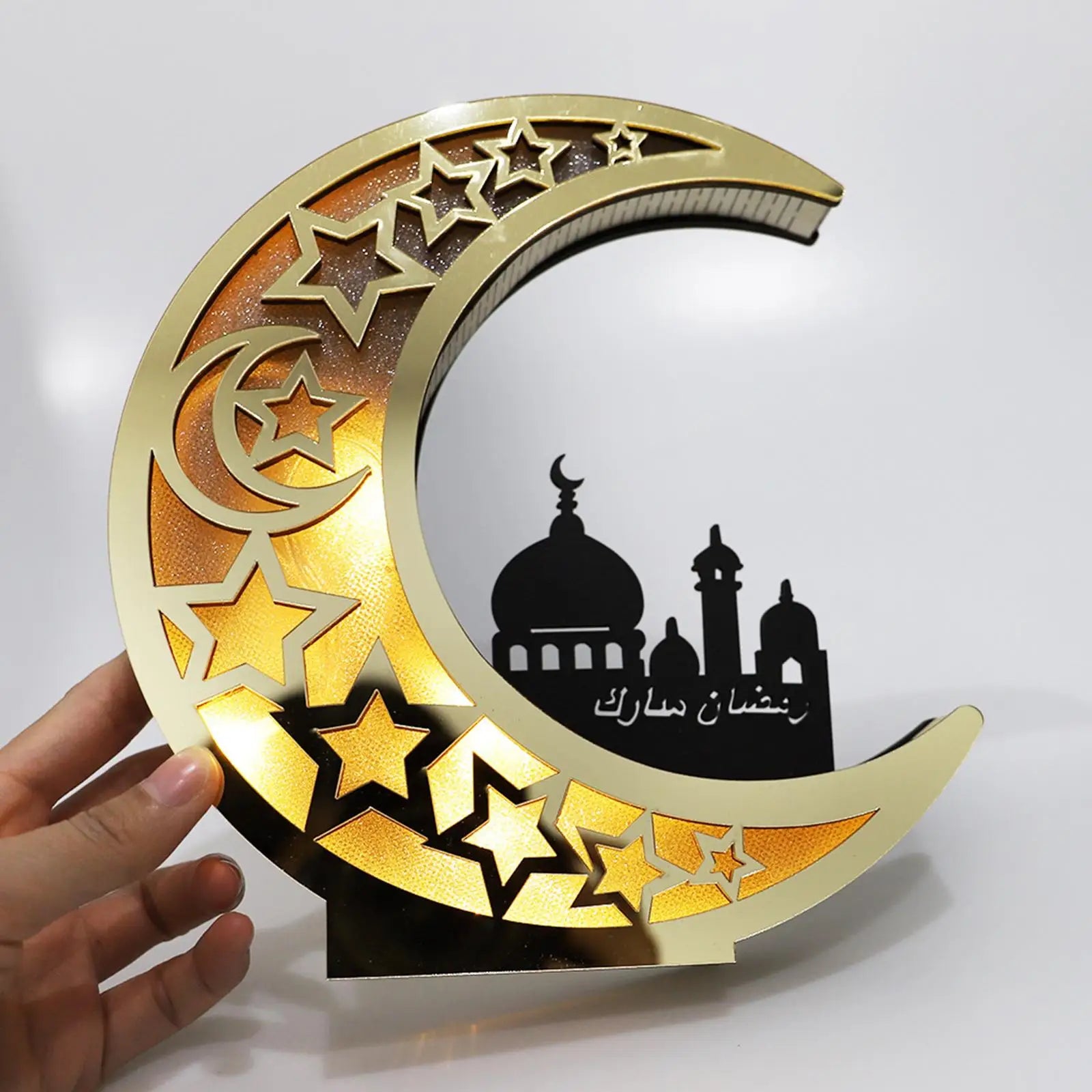 Maan-Geleide Lampe 30 cm med Varm Hvidt Lys til Ramadan og Eid Dekoration – Miljøvenlig og Nem at Installere-4