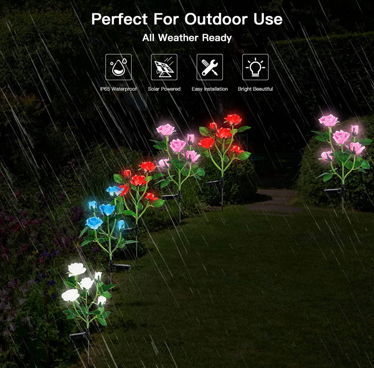 LuminaBloom - Solcelle-rosetter med LED (pakke med 2)