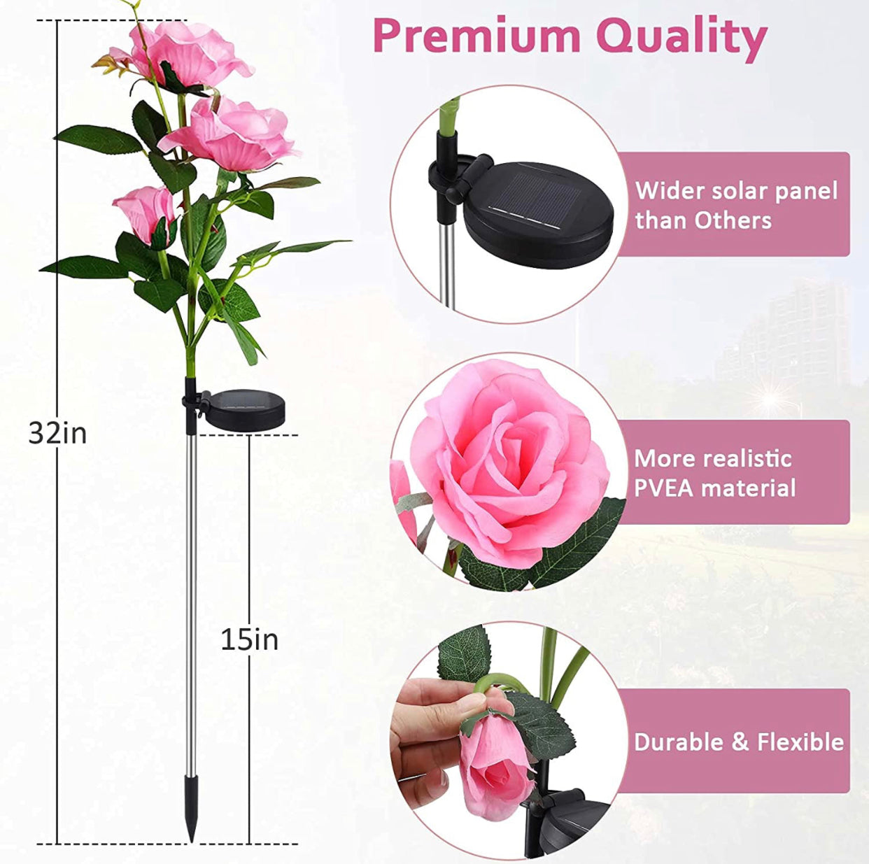 LuminaBloom - Solcelle-rosetter med LED (pakke med 2)