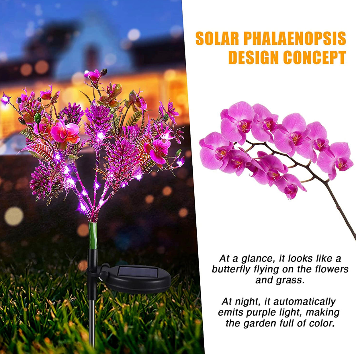 SolarFlora - 2-pak solcelle phalaenopsis blomsterlys, vandtæt