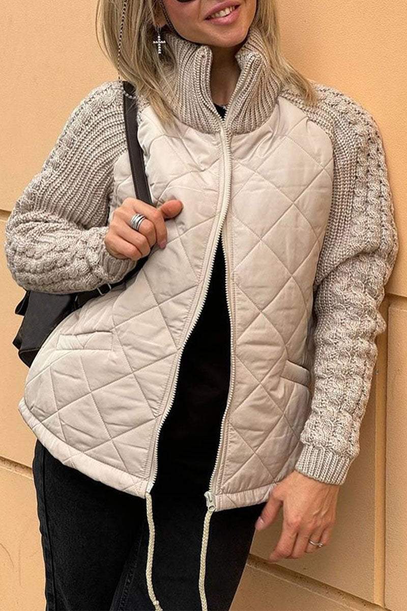 AutumnGlow - Varm og blød damejakke | Stilfuldt patchwork til varme efterårsdage