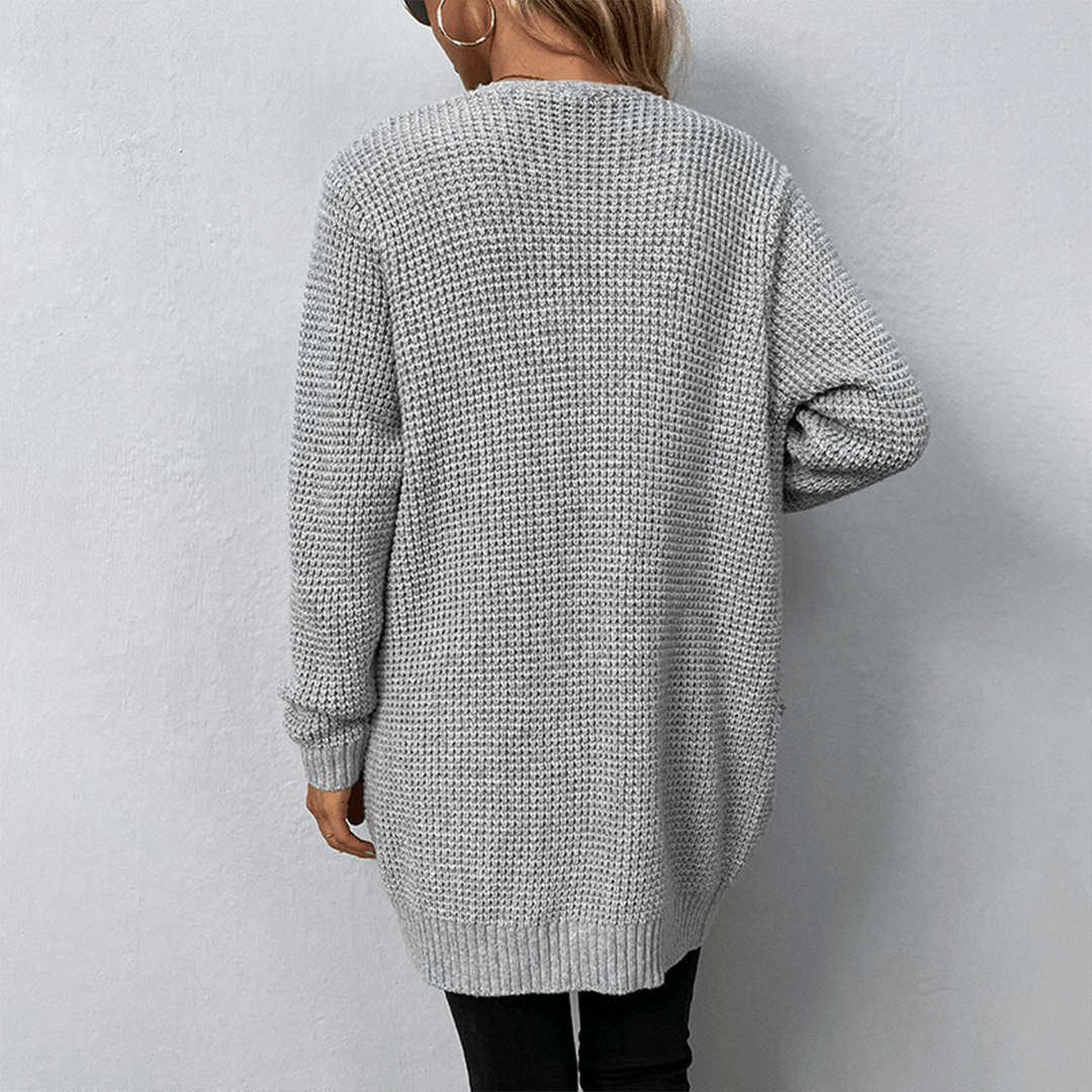 Aurora - Lang cardigan med lomme til kvinder | Varm cardigan med lommer til kvinder