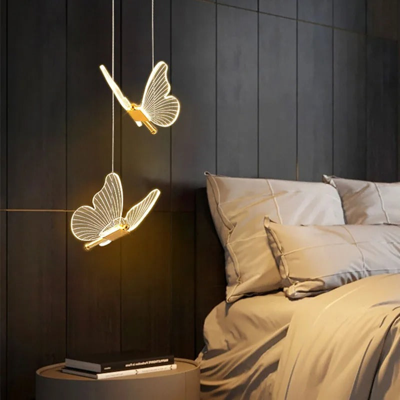 Variant image for Moderne Vlinder Hængelampe med Justerbare Lysindstillinger – Elegant LED Belysning i Guld og Akryl, Dimmable Design-2