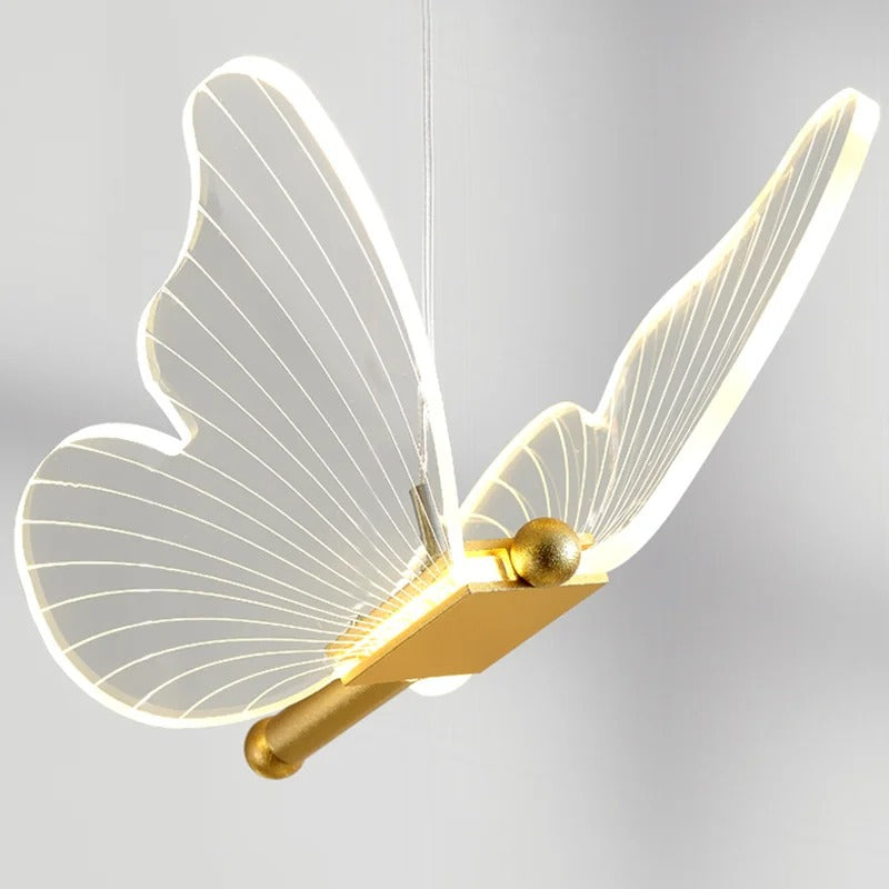 Moderne Vlinder Hængelampe med Justerbare Lysindstillinger – Elegant LED Belysning i Guld og Akryl, Dimmable Design-1