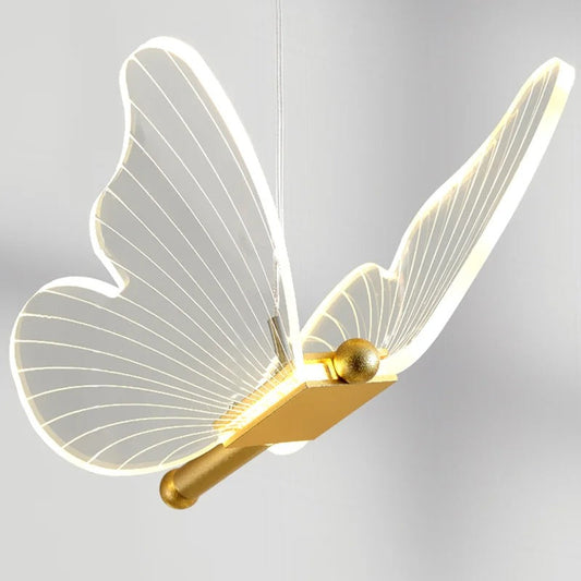 Moderne Vlinder Hængelampe med Justerbare Lysindstillinger – Elegant LED Belysning i Guld og Akryl, Dimmable Design-1