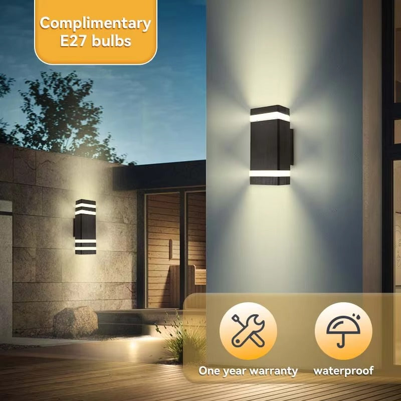 Vandtæt Udendørs Væglampe | E27 LED Kompatibel | Moderne Facade- & Havelys