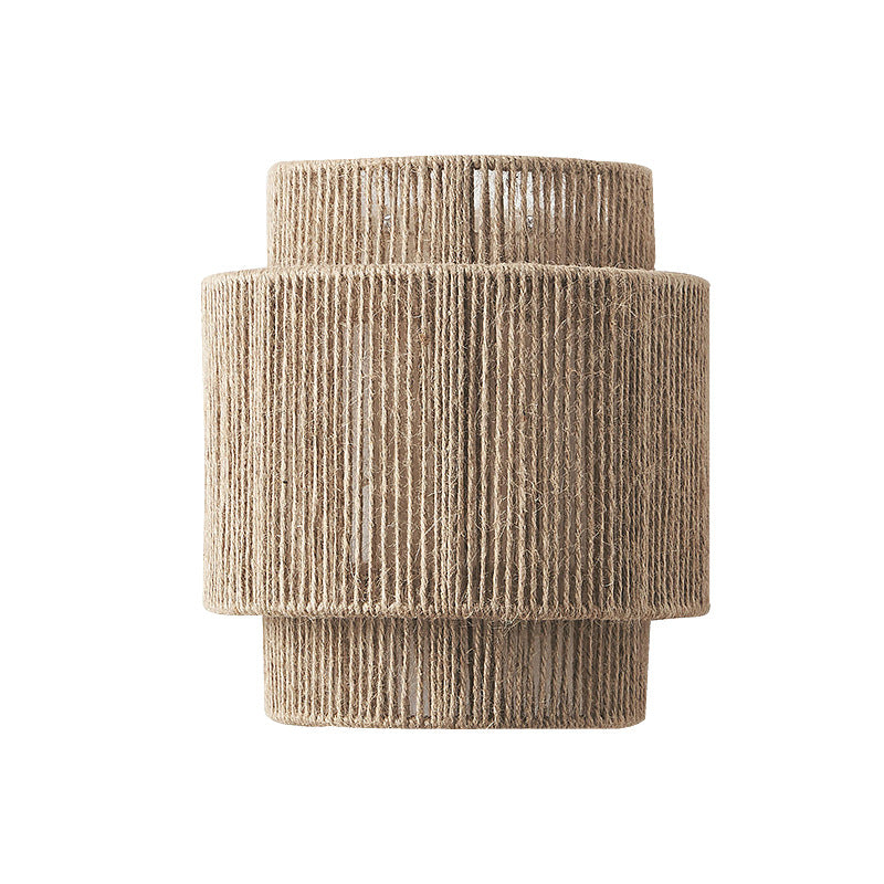 RaffioLume - Bohemian vintage rattan hamp reb væg LED lampe
