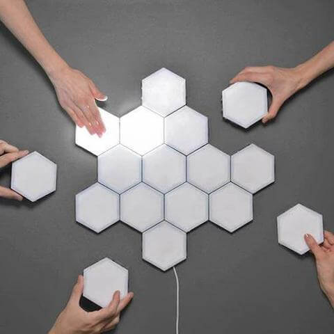 Modulære Hexagonale Væglampe med Berøringssensor og Justerbar Lysstyrke – Kreativ LED Vægdekoration-5
