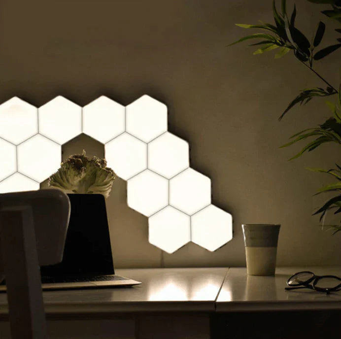 Modulære Hexagonale Væglampe med Berøringssensor og Justerbar Lysstyrke – Kreativ LED Vægdekoration-2